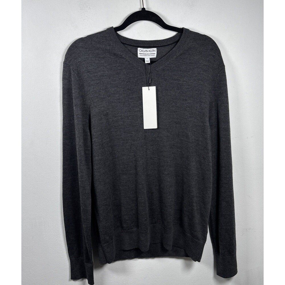 NWT Calvin Klein Merino Wool Blend Sweater Gray Crew Neck Men’s Medium M